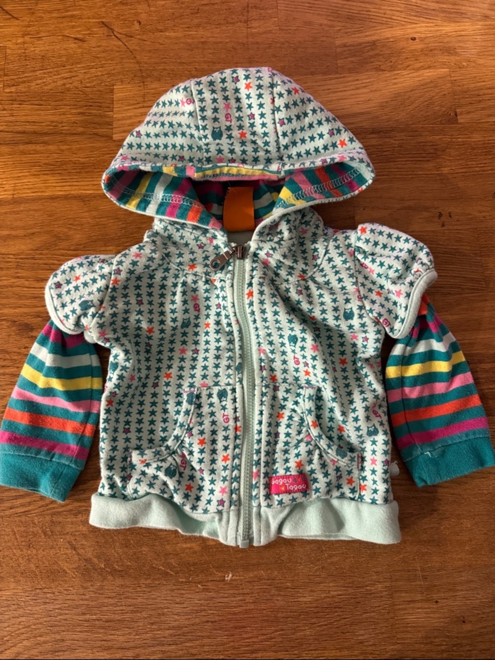 Girls' Star-Print Hooded Zip Sweatshirt - Teal Multicolor